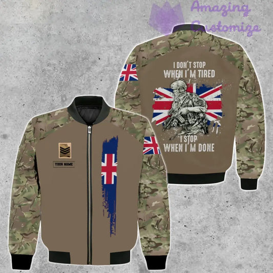 Personalized UK Soldier/ Veteran Camo With Name And Rank Bomber Jacket 3D Printed - 16873056