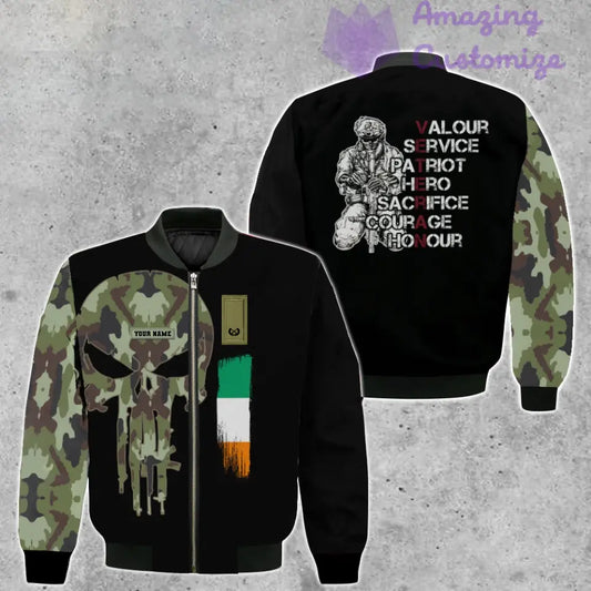 Personalized Ireland Soldier/ Veteran Camo With Name And Rank Bomber Jacket 3D Printed - 16879104