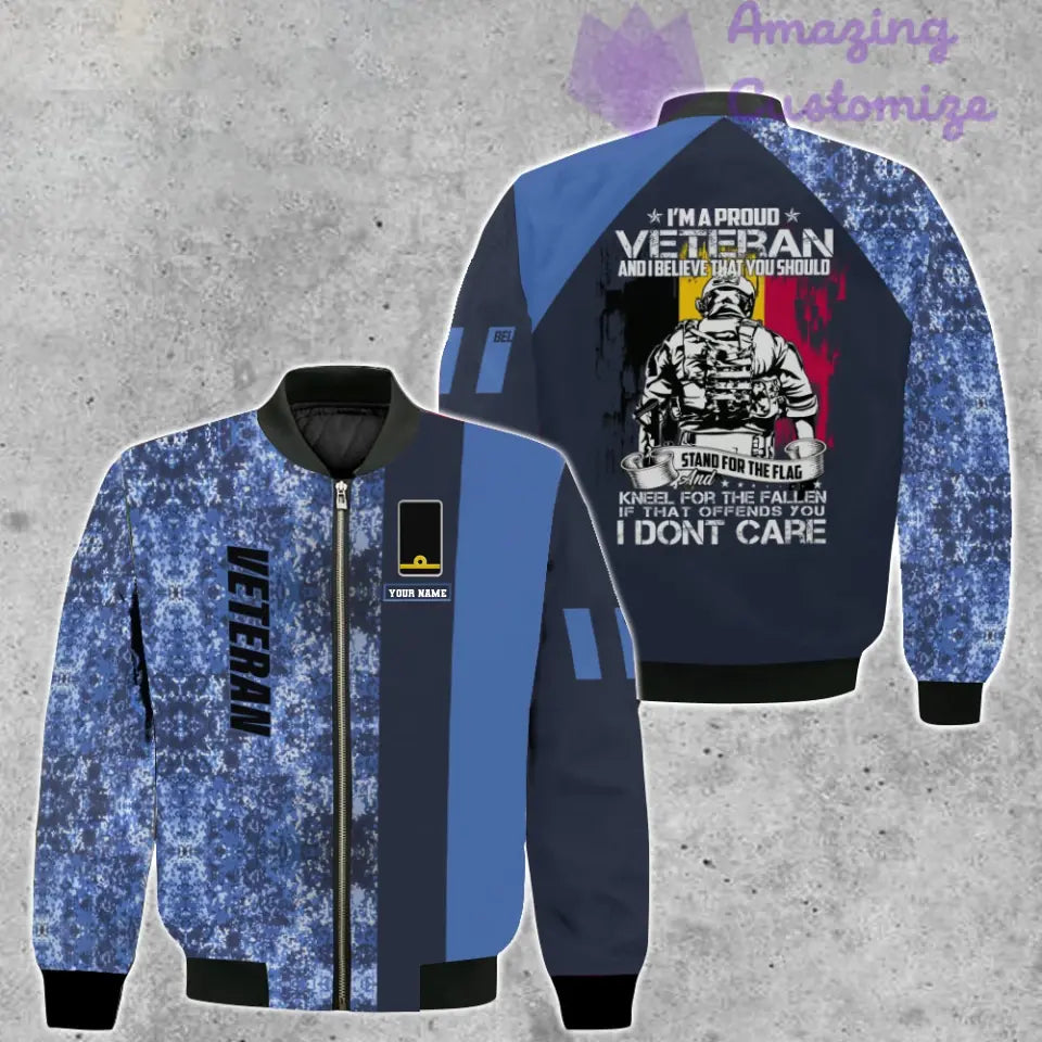 Personalized Belgium Soldier/ Veteran Camo With Name And Rank Bomber Jacket 3D Printed - 16889472