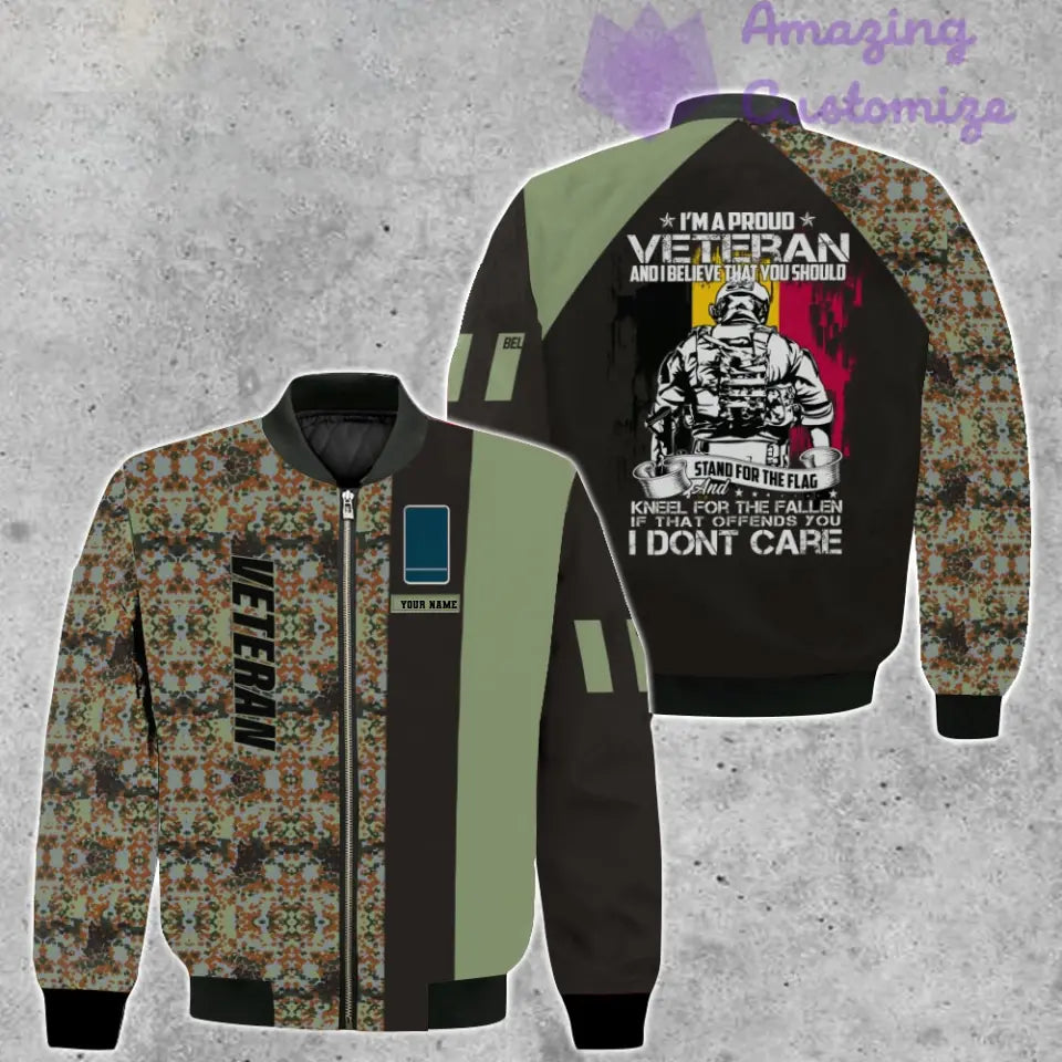 Personalized Belgium Soldier/ Veteran Camo With Name And Rank Bomber Jacket 3D Printed - 16889472