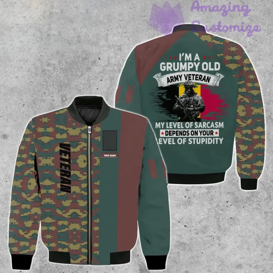 Personalized Belgium Soldier/ Veteran Camo With Name And Rank Bomber Jacket 3D Printed - 1688947201
