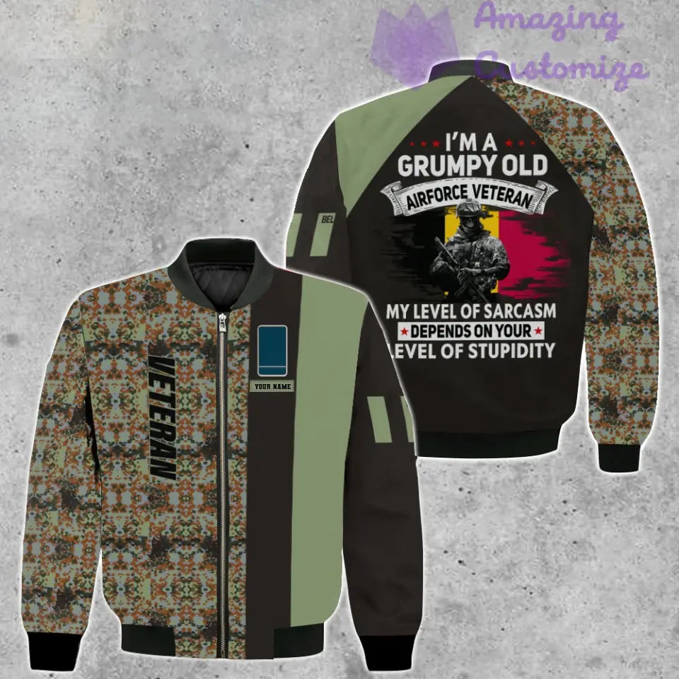 Personalized Belgium Soldier/ Veteran Camo With Name And Rank Bomber Jacket 3D Printed - 1688947201
