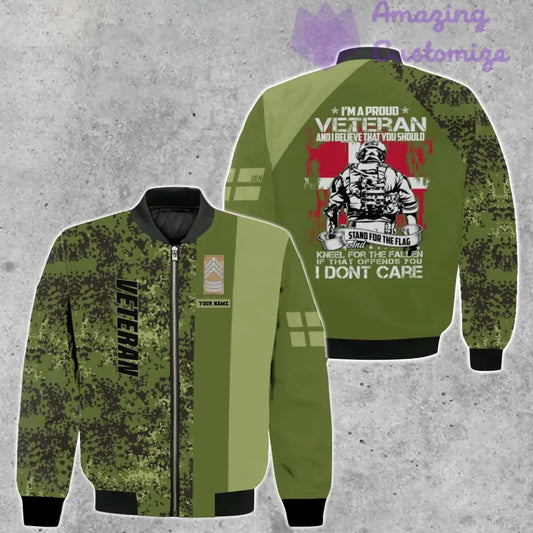 Personalized Denmark Soldier/ Veteran Camo With Name And Rank Bomber Jacket 3D Printed - 1007230001