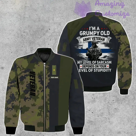 Personalized Finland Soldier/ Veteran Camo With Name And Rank Bomber Jacket 3D Printed - 1007230002