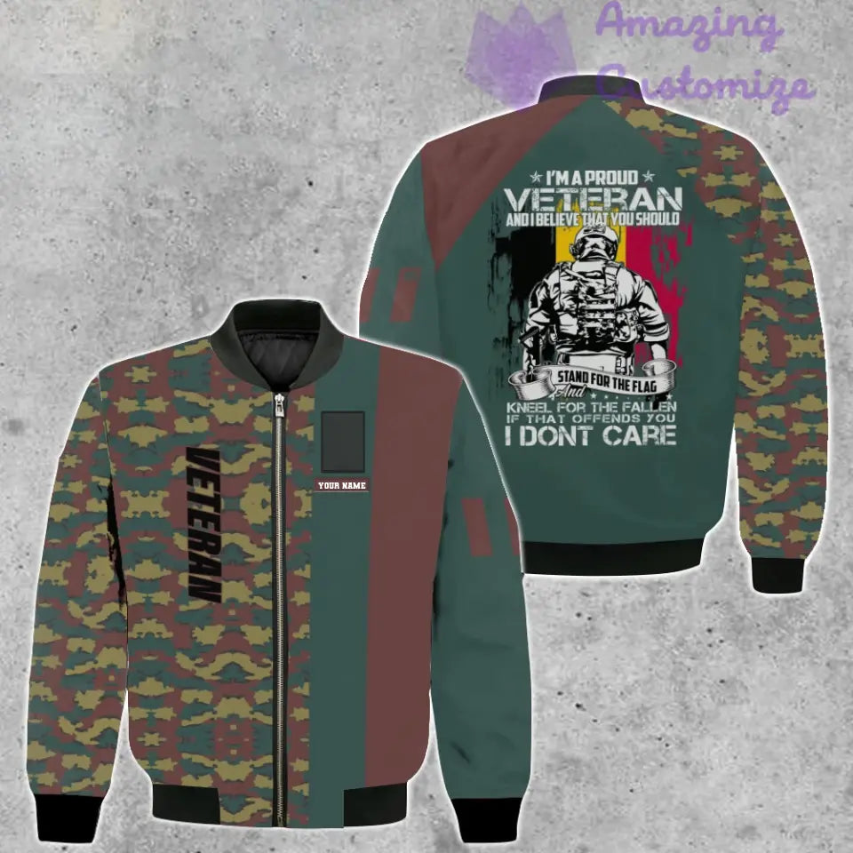 Personalized Belgium Soldier/ Veteran Camo With Name And Rank Bomber Jacket 3D Printed - 16889472