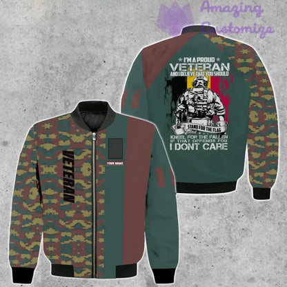 Personalized Belgium Soldier/ Veteran Camo With Name And Rank Bomber Jacket 3D Printed - 16889472