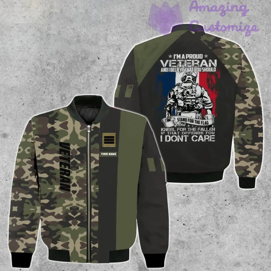Personalized France Soldier/ Veteran Camo With Name And Rank Bomber Jacket 3D Printed - 1007230001