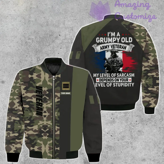 Personalized France Soldier/ Veteran Camo With Name And Rank Bomber Jacket 3D Printed - 1007230002