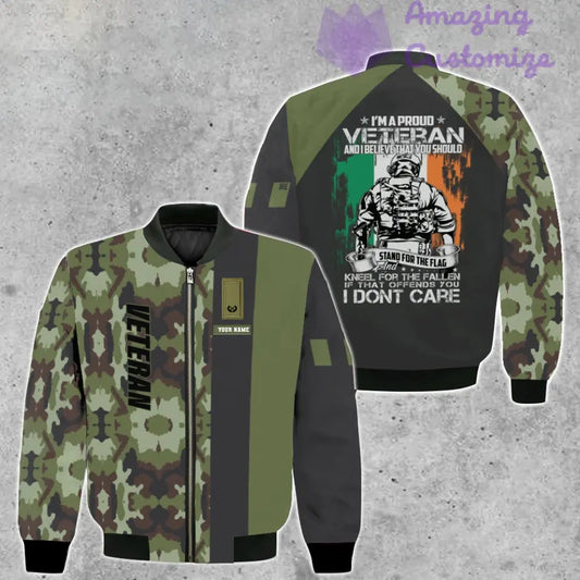 Personalized Ireland Soldier/ Veteran Camo With Name And Rank Bomber Jacket 3D Printed - 16889472