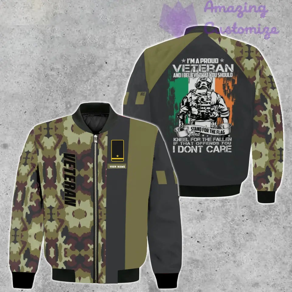 Personalized Ireland Soldier/ Veteran Camo With Name And Rank Bomber Jacket 3D Printed - 16889472