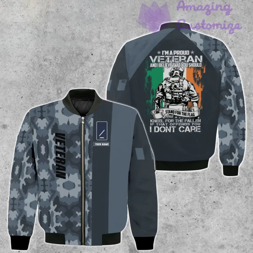 Personalized Ireland Soldier/ Veteran Camo With Name And Rank Bomber Jacket 3D Printed - 16889472