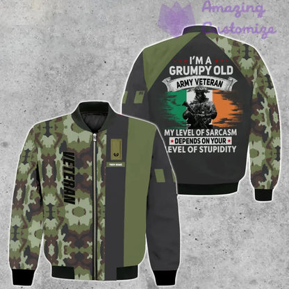 Personalized Ireland Soldier/ Veteran Camo With Name And Rank Bomber Jacket 3D Printed - 16889472