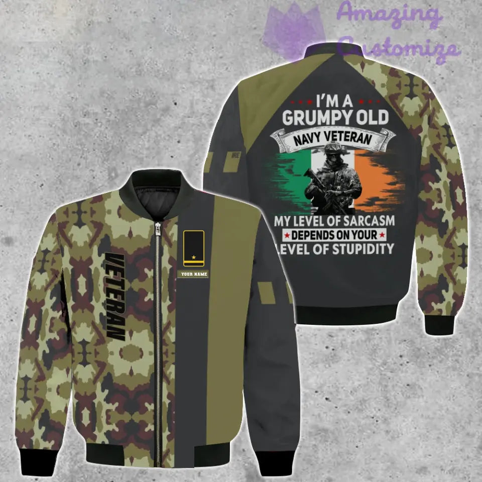 Personalized Ireland Soldier/ Veteran Camo With Name And Rank Bomber Jacket 3D Printed - 16889472
