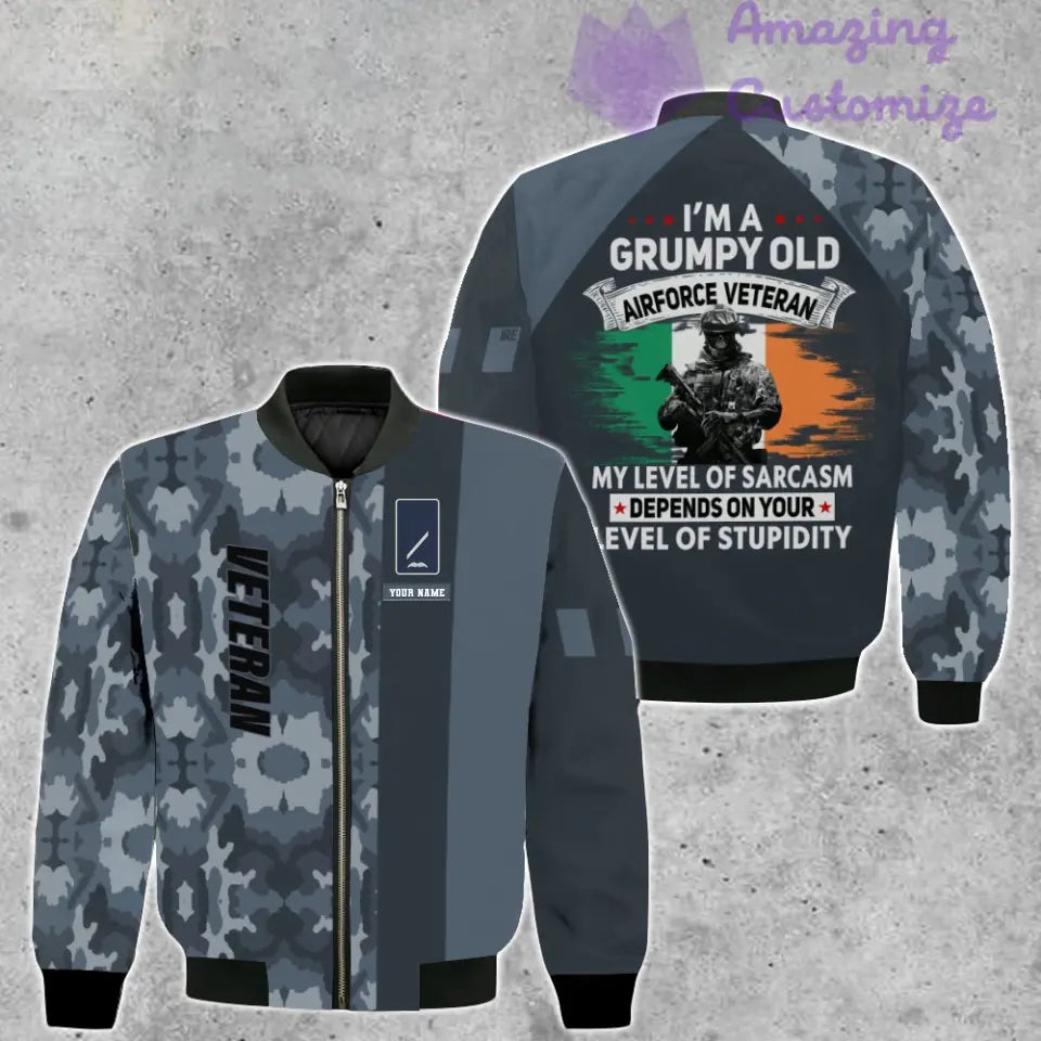 Personalized Ireland Soldier/ Veteran Camo With Name And Rank Bomber Jacket 3D Printed - 16889472
