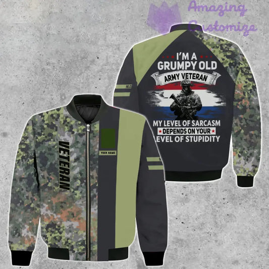 Personalized Netherlands Soldier/ Veteran Camo With Name And Rank Bomber Jacket 3D Printed - 1007230002