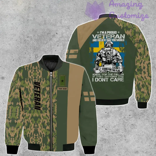 Personalized Sweden Soldier/ Veteran Camo With Name And Rank Bomber Jacket 3D Printed - 1007230001
