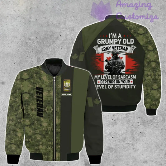 Personalized Canada Soldier/ Veteran Camo With Name And Rank Bomber Jacket 3D Printed - 1207230002