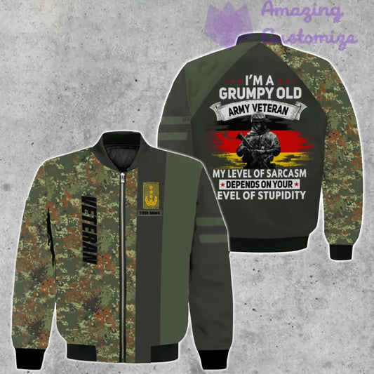 Veste de bombardier personnalisée avec camouflage soldat/vétéran allemand avec nom et grade, imprimée en 3D - 1207230002