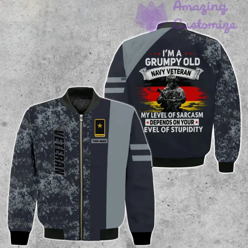 Veste de bombardier personnalisée avec camouflage soldat/vétéran allemand avec nom et grade, imprimée en 3D - 1207230002