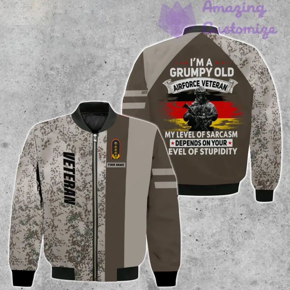 Veste de bombardier personnalisée avec camouflage soldat/vétéran allemand avec nom et grade, imprimée en 3D - 1207230002