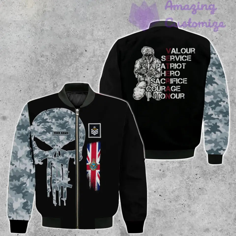 Personalized UK Soldier/ Veteran Camo With Name And Rank Bomber Jacket 3D Printed - 16891200