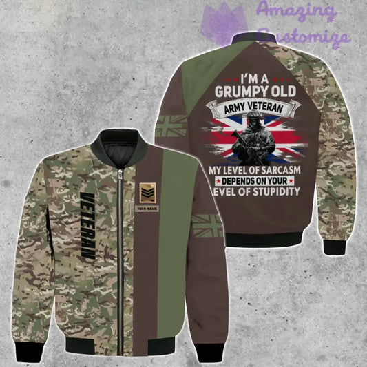 Personalize UK Soldier/ Veteran Camo With Name And Rank Bomber Jacket 3D Printed - 1689120001