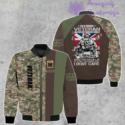 Personalized UK Soldier/ Veteran Camo With Name And Rank Bomber Jacket 3D Printed - 1207230003