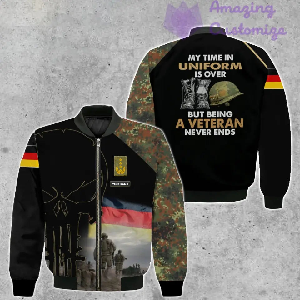 Veste de bombardier personnalisée avec camouflage soldat/vétéran allemand avec nom et grade, imprimée en 3D - 1407230001