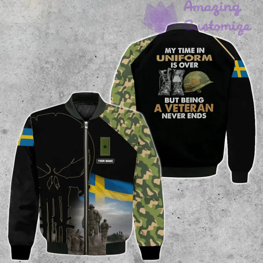 Personalized Sweden Soldier/ Veteran Camo With Name And Rank Bomber Jacket 3D Printed - 1407230001