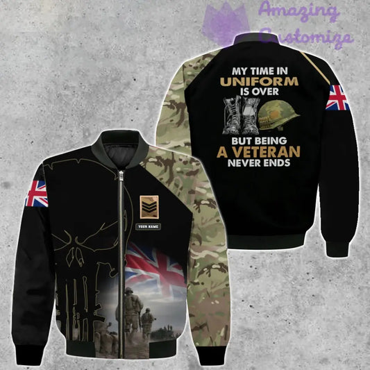 Personalized UK Soldier/ Veteran Camo With Name And Rank Bomber Jacket 3D Printed - 16892928
