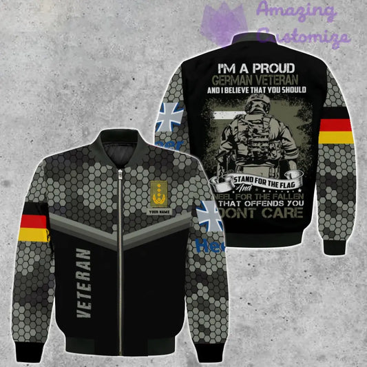 Veste de bombardier personnalisée avec camouflage soldat/vétéran allemand avec nom et grade, imprimée en 3D - 1907230001