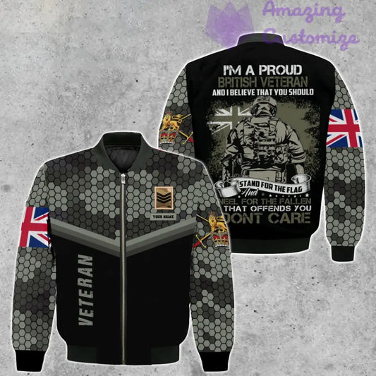 Personalized UK Soldier/ Veteran Camo With Name And Rank Bomber Jacket 3D Printed - 190723000
