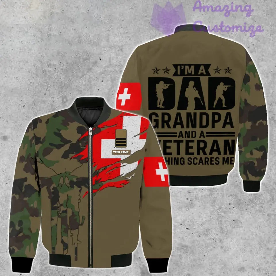 Personalized Swiss Soldier/ Veteran Camo With Name And Rank Bomber Jacket 3D Printed - 2207230001