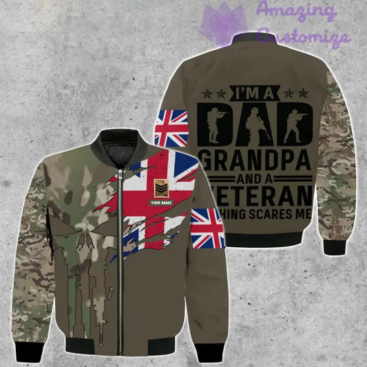 Personalized UK Soldier/ Veteran Camo With Name And Rank Bomber Jacket 3D Printed - 16899840