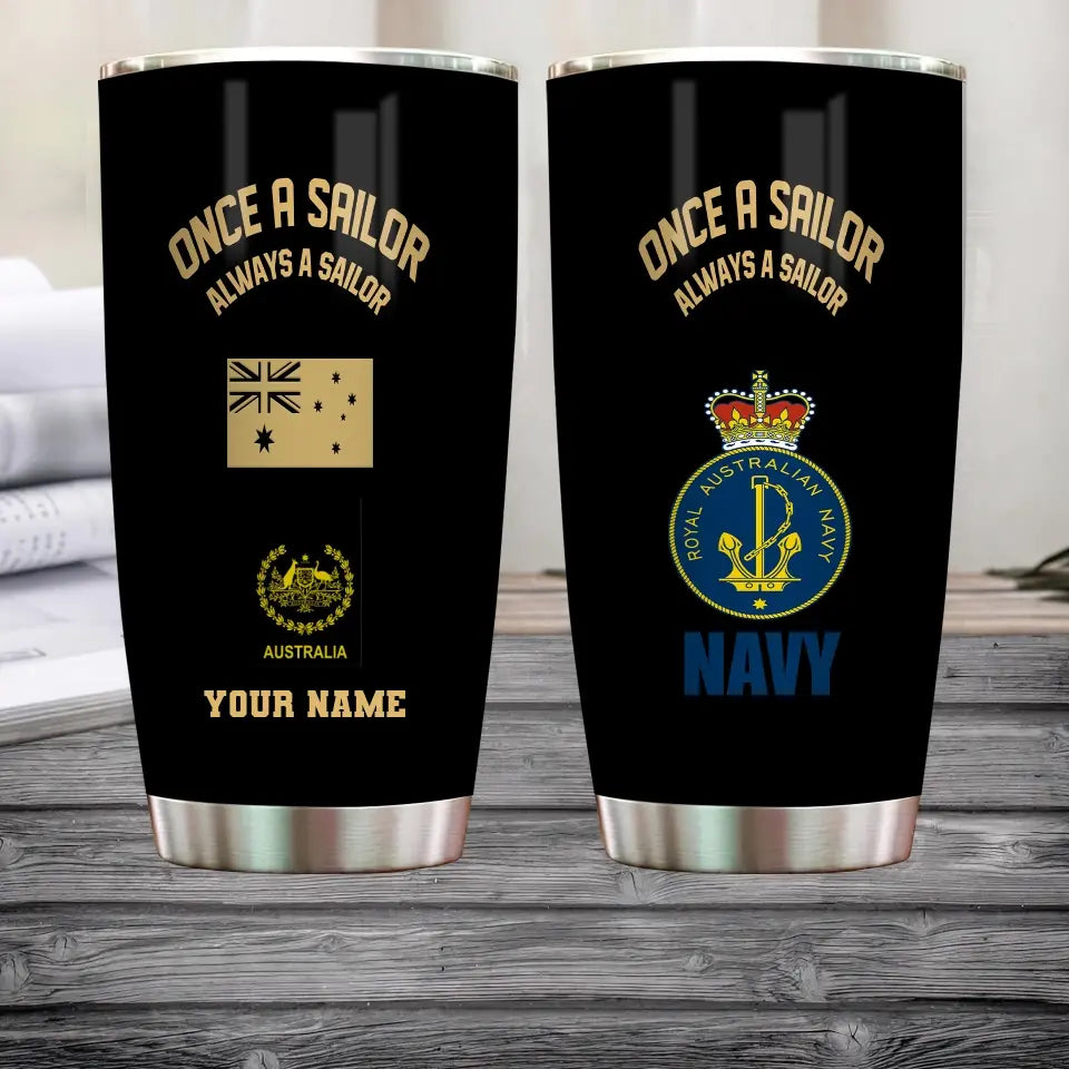 Personalized Australian Veteran/ Soldier With Rank And Name Camo Tumbler Gold Flag - 1706918406