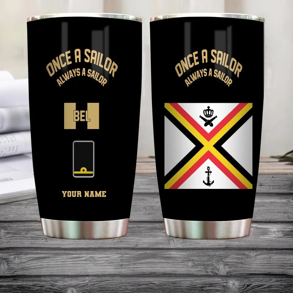Personalized Belgium Veteran/ Soldier With Rank And Name Camo Tumbler Gold Flag - 2607230001