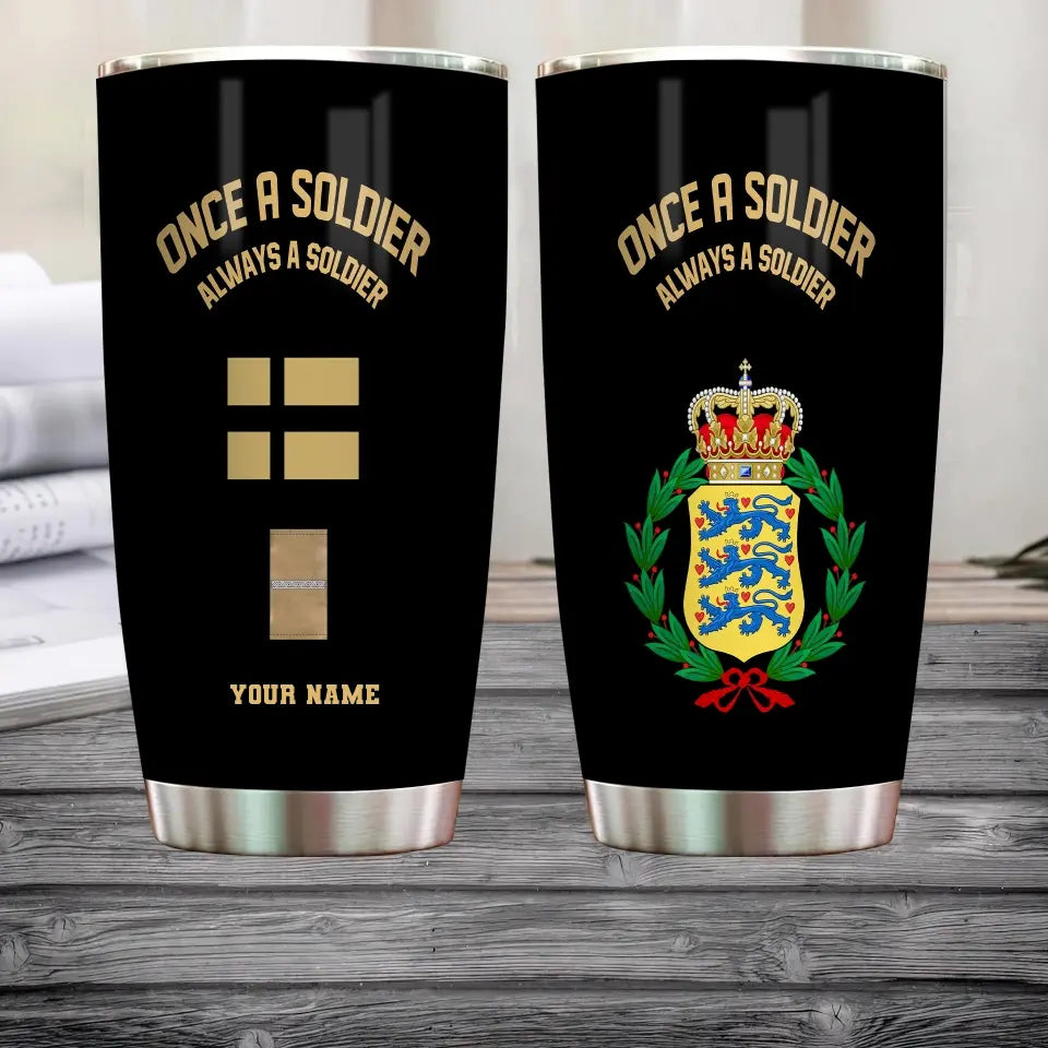Personalized Denmark Veteran/ Soldier With Rank And Name Camo Tumbler All Over Printed - 16903296