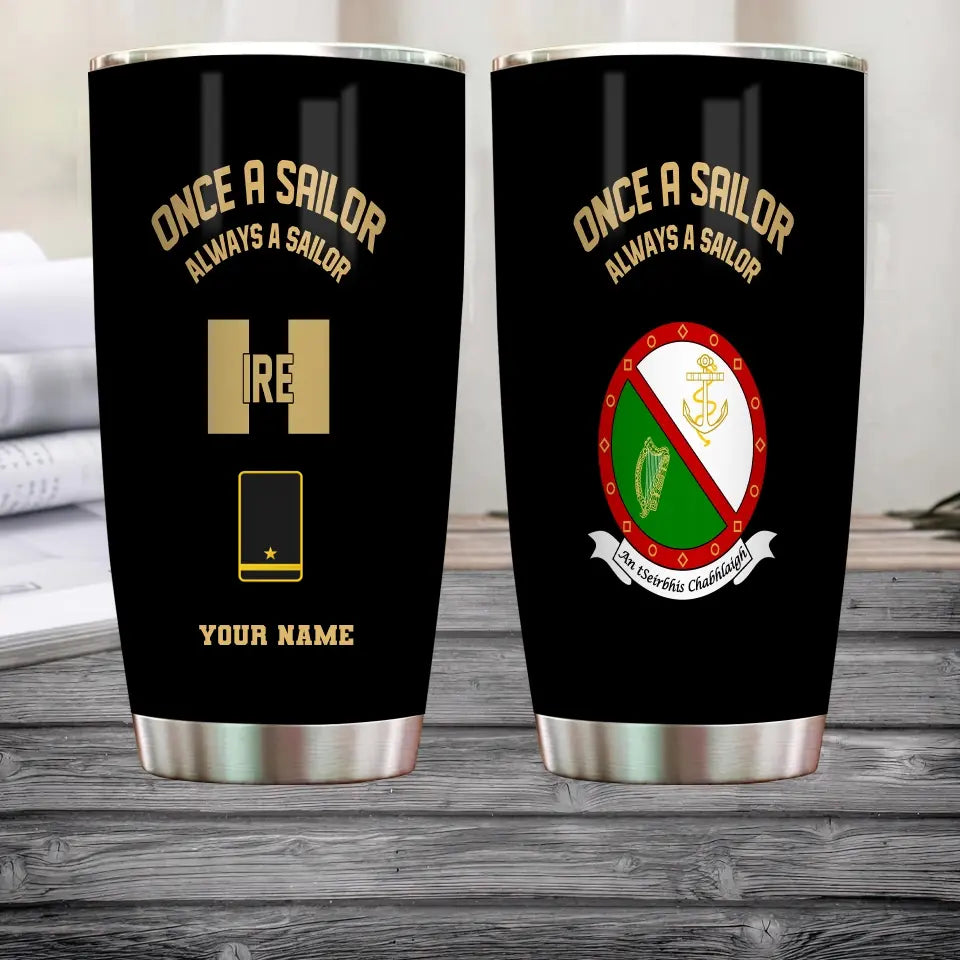 Personalized Ireland  Veteran/ Soldier With Rank And Name Camo Tumbler Gold Flag - 17180640