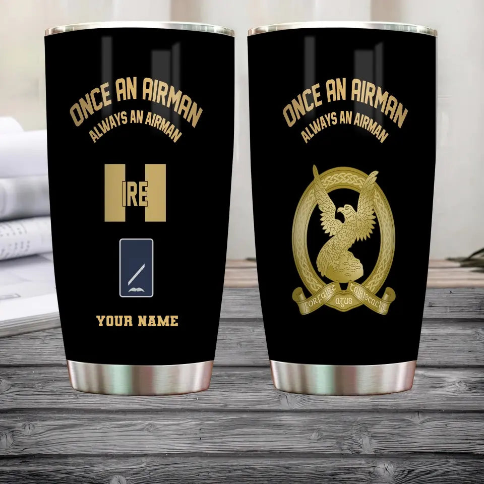 Personalized Ireland  Veteran/ Soldier With Rank And Name Camo Tumbler Gold Flag - 17180640