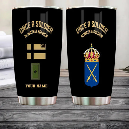 Personalized Sweden Veteran/ Soldier With Rank And Name Camo Tumbler Gold Flag -2607230001