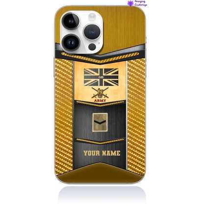 Étui de téléphone personnalisé pour soldat/vétéran du Royaume-Uni avec grade et nom imprimés - 2607230001