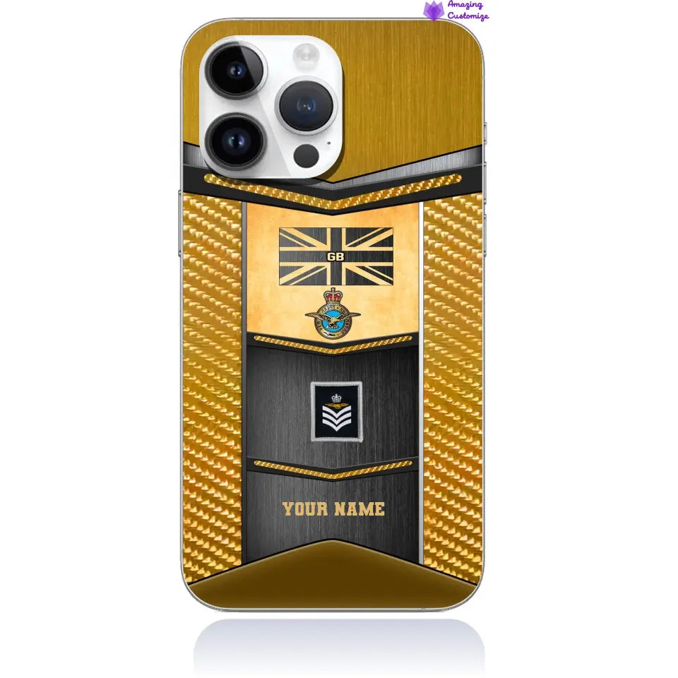 Étui de téléphone personnalisé pour soldat/vétéran du Royaume-Uni avec grade et nom imprimés - 2607230001