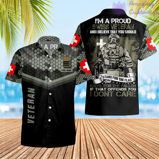 Personalized Swiss Solider/ Veteran Camo With Name And Rank Hawaii Shirt 3D Printed - 1907230001