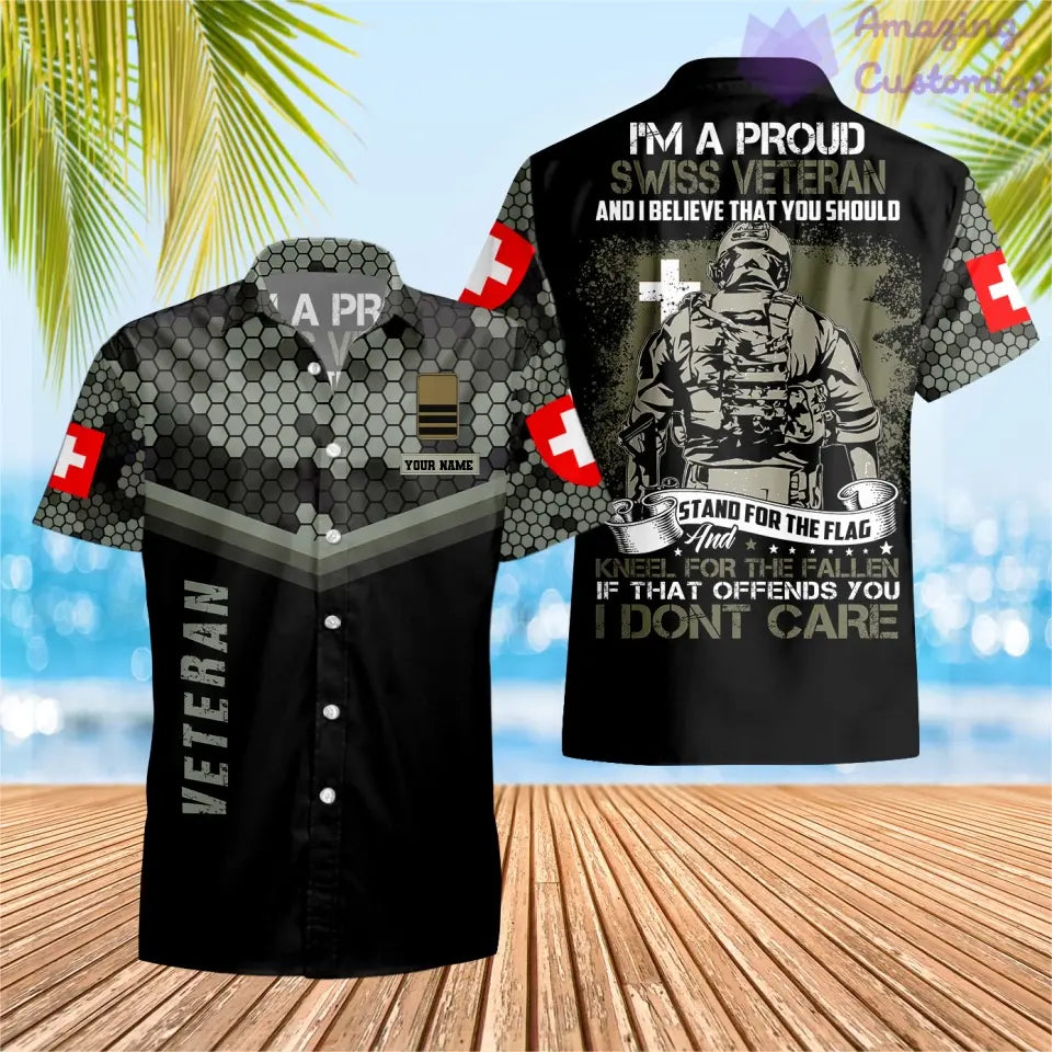 Personalized Swiss Solider/ Veteran Camo With Name And Rank Hawaii Shirt 3D Printed - 16897248