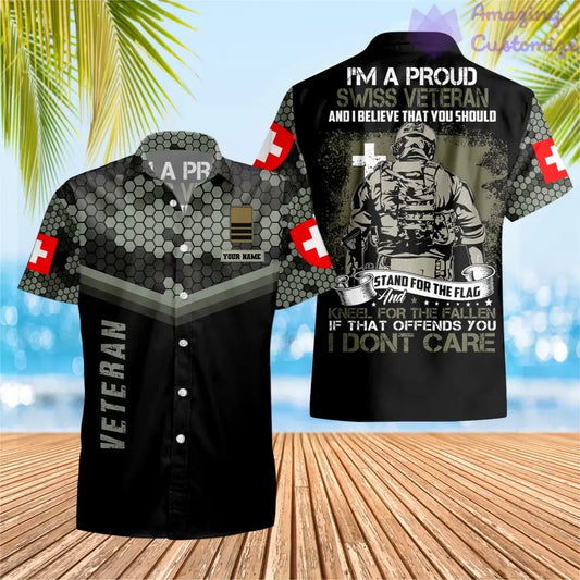 Personalized Swiss Solider/ Veteran Camo With Name And Rank Hawaii Shirt 3D Printed - 16897248