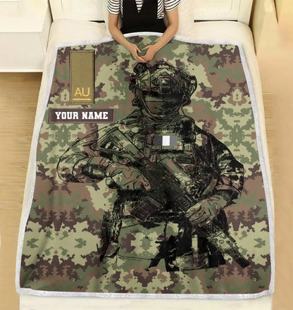 Personalized Italy Solider/ Veteran Camo With Name And Rank Fleece Blanket 3D Printed - 17229024