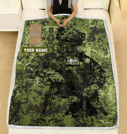 Personalized Denmark Solider/ Veteran Camo With Name And Rank Fleece Blanket 3D Printed - 17229024