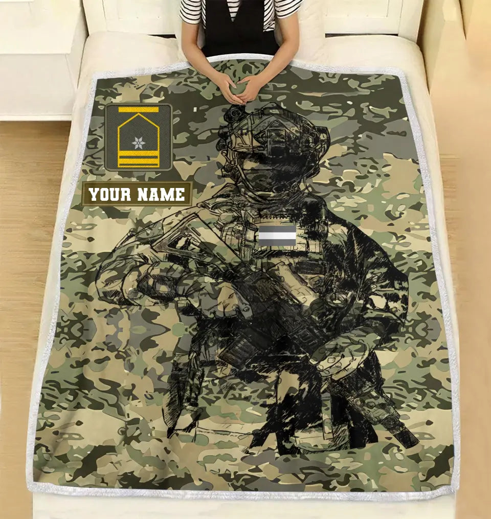 Personalized Austria Solider/ Veteran Camo With Name And Rank Fleece Blanket 3D Printed - 17229024