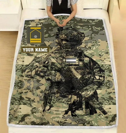 Personalized Austria Solider/ Veteran Camo With Name And Rank Fleece Blanket 3D Printed - 17229024