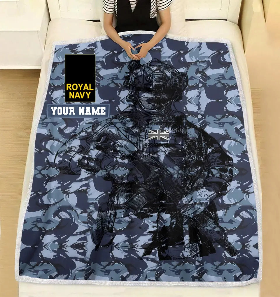 Personalized UK Solider/ Veteran Camo With Name And Rank Fleece Blanket 3D Printed - 17229024